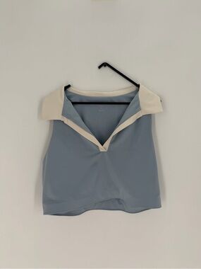 Reformation Jillian Ecomove Collared Polo Bra In Sky Blue